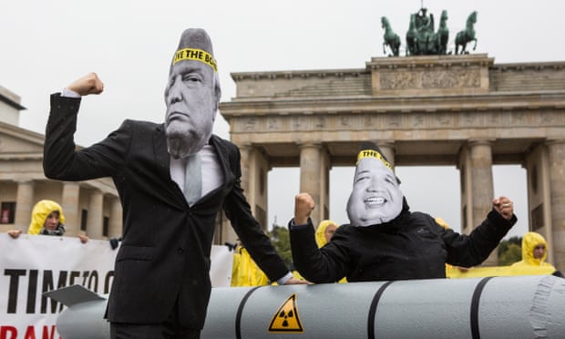 Activists with the international campaign to abolish Nuclear Weapons (Ican) protest in Berlin.