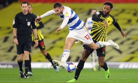 Dominic Ball playing for QPR against Watford in the Championship in February 2021.