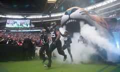 Jacksonville Jaguars players run out ahead of last October’s match against Denver Broncos at Wembley.