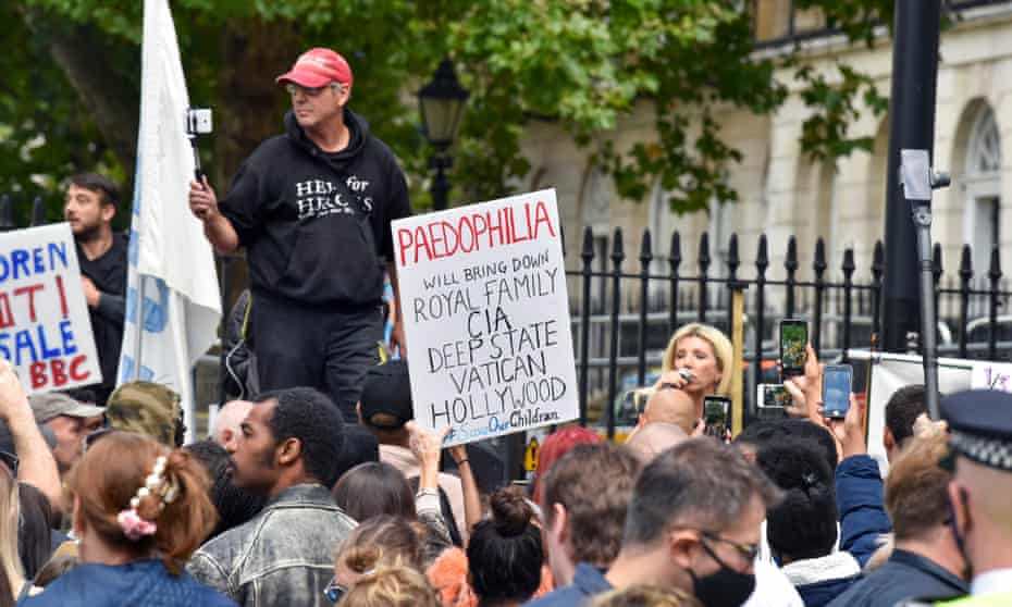 A #SaveOurChildren protest in London, September 2020.