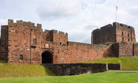 Tile Tower, entrance gate and walls of Carlisle Castle in Cumbria.