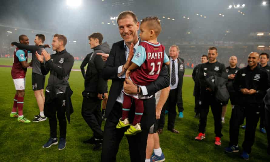 Slaven Bilic applauds the fans at the end of the match.