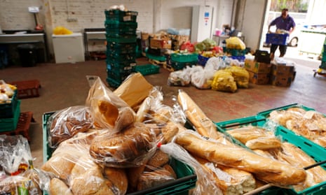 A food rescue warehouse where supermarkets shops and retailers donate items that are that are past their sell-by date but still edible.