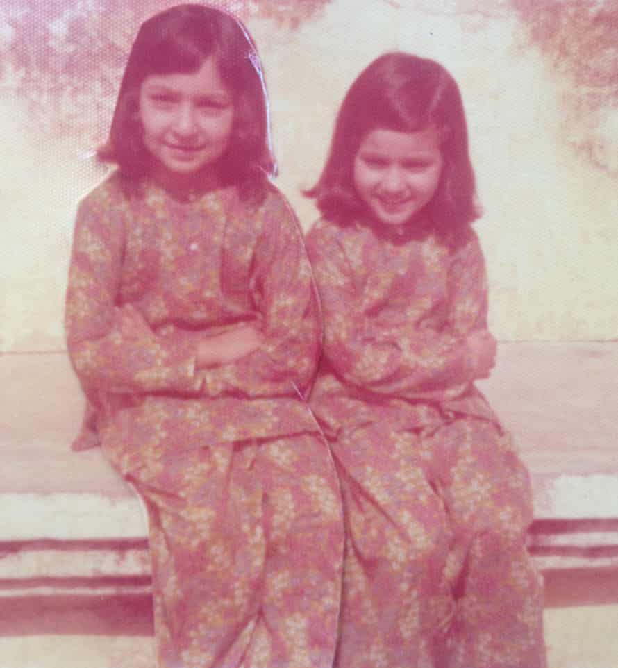 Fauzia (left), aged seven, and Arifa, aged four, at their grandparents’ house in Lahore, Pakistan, 1976.