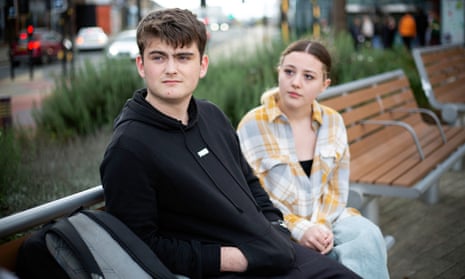 ‘There’s no good jobs here’. Students Mason Goldsworthy, 17, and Ruby Dobson, 18, in Barnsley.