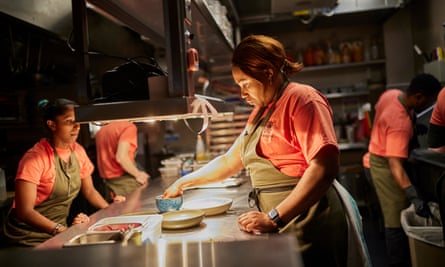 Adejoké Bakare at work in her kitchen