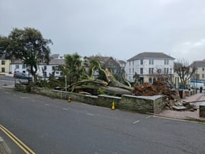 Storm damage is seen in Bude, Cornwall