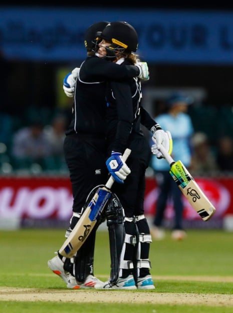 New Zealand’s Lea Tahuhu and Maddy Green celebrate after wining.