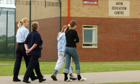 Young offenders escorted by staff at Rainsbrook Secure Training Centre, Willoughby. 