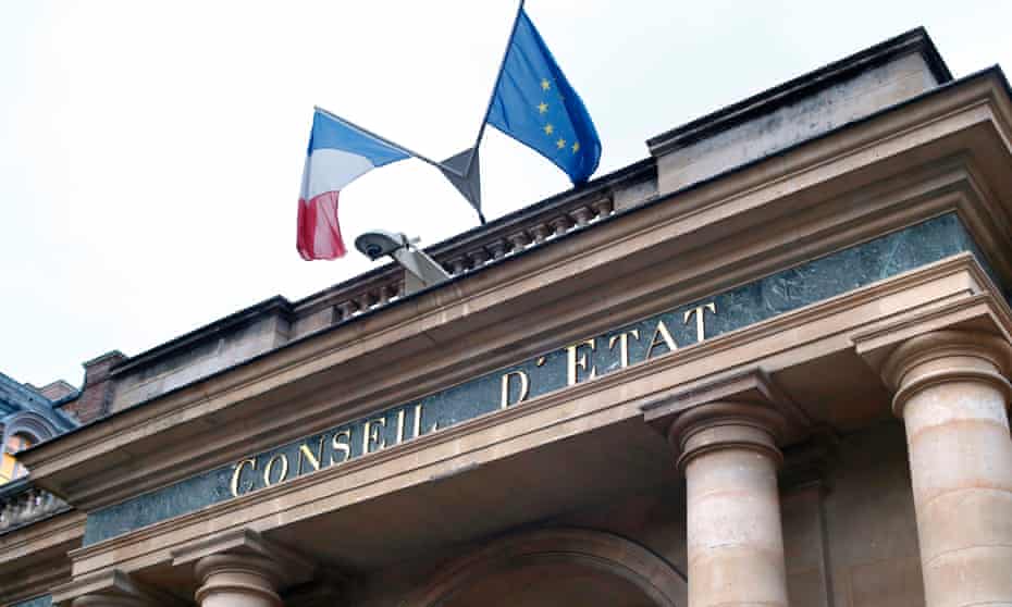 The French Council of State in Paris, with EU and French flags