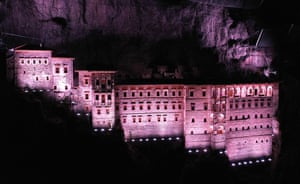 Sumela Monastery is illuminated at night during the winter season in Trabzon, Turkey. The monastery, which is included in Unesco’s temporary list of World Heritage sites, was reopened for religious practice in 2010 following an 88-year hiatus