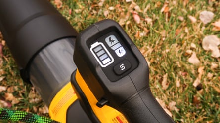 A DeWalt 60V lead Blower photographed outside