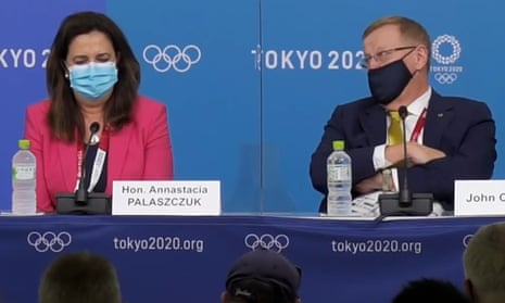 The head of the Australian Olympic Committee John Coates and the Queensland premier Annastacia Palaszczu in Tokyo.