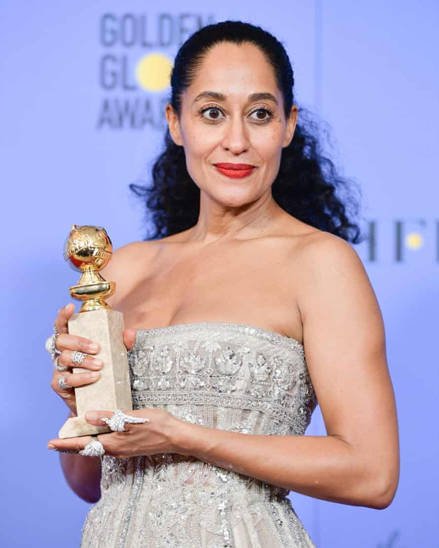 Glittering prizes: Tracee Ellis Ross with her Golden Globe.