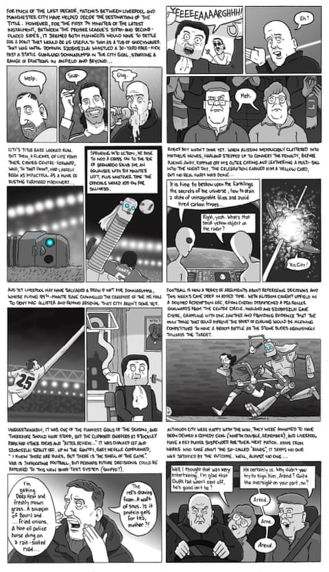 David Squires on … chaos at Anfield as Manchester City stay in the title chase, panel 1