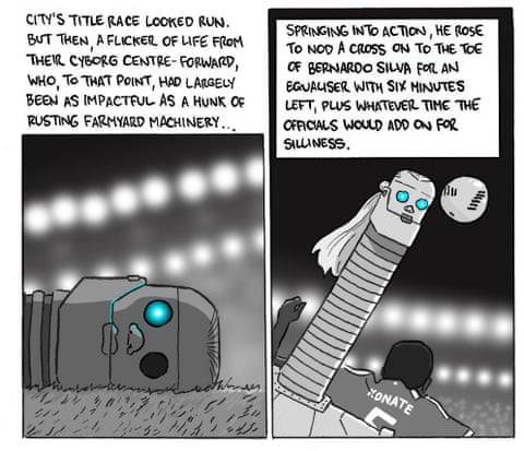 David Squires on … chaos at Anfield as Manchester City stay in the title chase, panel 3