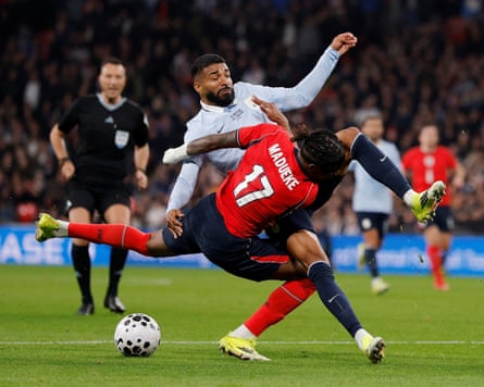 Noni Madueke was injured in the draw with Uruguay