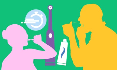People brushing their teeth