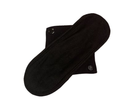 A black Organic Cotton reusable Sanitary Pad