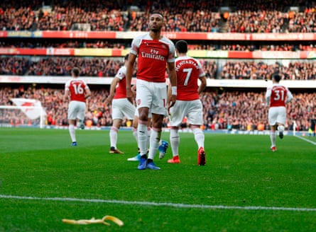 A banana skin thrown by a Tottenham supporter at Arsenal’s Pierre-Emerick Aubameyang.