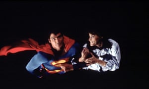 Margot Kidder as Lois Lane and Christopher Reeve as Superman during Lois’s nighttime tour above Manhattan in Superman The Movie, 1978.