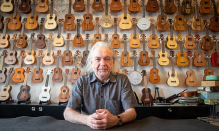 Harald Truetsch in his ukelele shop