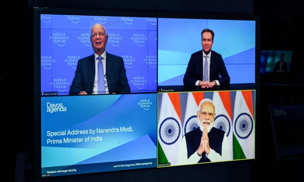 India's Prime Minister Narendra Modi addressing the World Economic Forum (WEF) Davos Agenda virtual session today