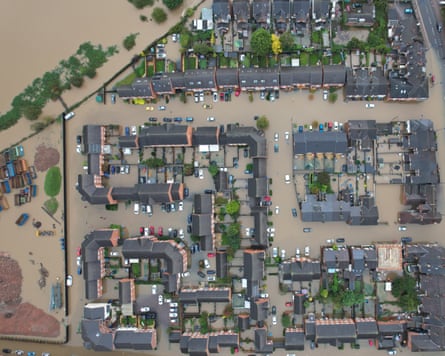 Drone view of flooded streets