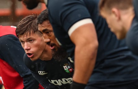 Huw Jones (left) with his centre partner Bundee Aki in training.