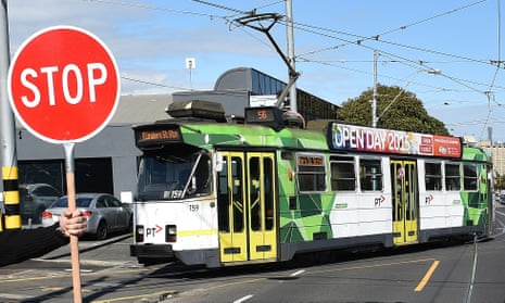 A tram in Melbourne, which has the largest urban tramway system in the world.