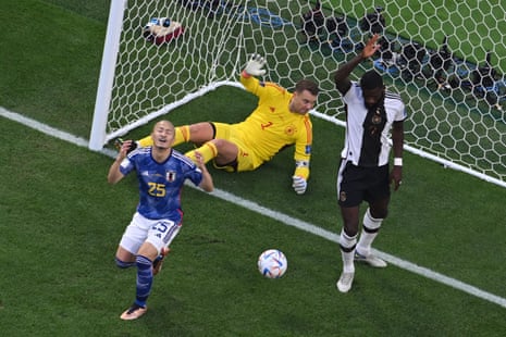 Japan striker Daizen Maeda reacts after a net from an offside position.