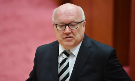 Attorney general George Brandis in the Senate chamber at parliament house in Canberra, 16 August 2017.
