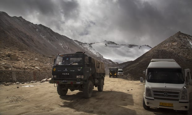 An Indian army lorry near Pangong Lake in Ladakh in 2018