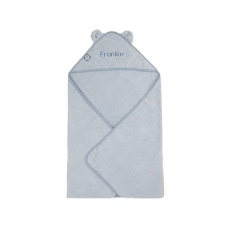 Personalised large blue hooded bath towel