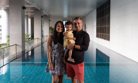 Raj Goodman-Anand with his wife Suvekchya and daughter Raaya