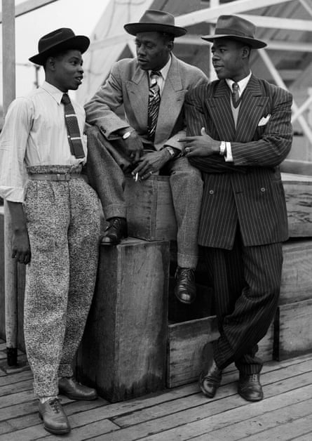 That’s my dad!’ … Harry Wilmot, centre, in a famous photograph showing men coming to Britain on the Empire Windrush.