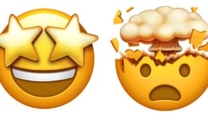 Star-eyed and exploding head Apple emojis