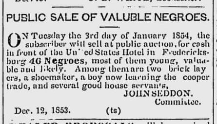 An advertisement for slaves in the Daily Star newspaper.