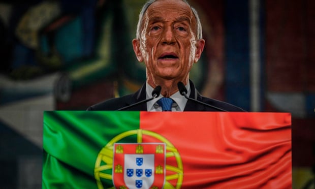 Marcelo Rebelo de Sousa delivers his victory speech in Lisbon after being re-elected as Portugal’s president on Sunday.