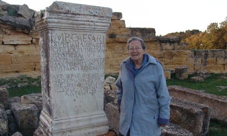 Joyce Reynolds at the Necropolis of Cyrene, Libya.