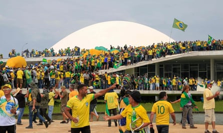 Supporters of Jair Bolsonaro invade the national congress in Brasília on 8 January.