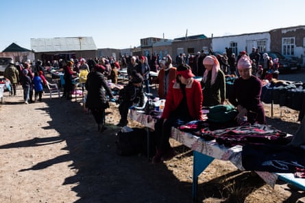 Villagers at the weekly market in the village of Sary-Mogol