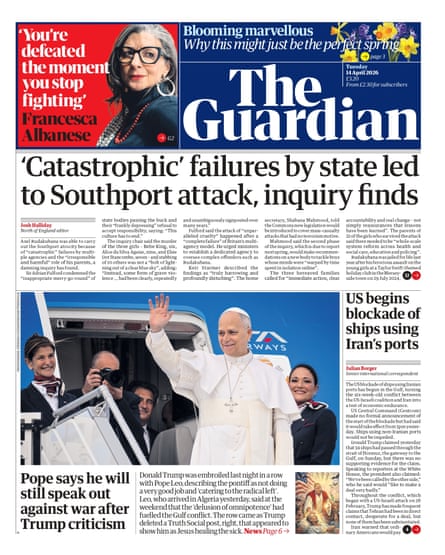 Guardian front page
