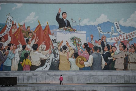 A propaganda mosaic in Pyongyang, 2016.