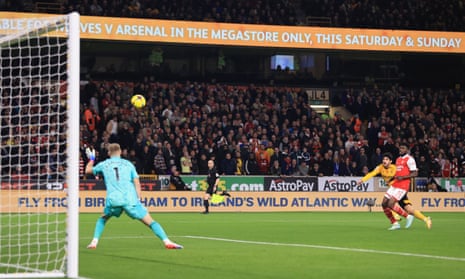 Goncalo Guedes of Wolverhampton Wanderers shoots over the crossbar