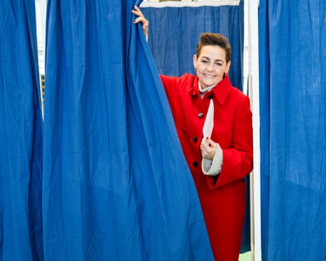 The Green Left (SF) party leader Pia Olsen Dyhr casts her vote in Copenhagen.