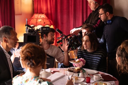 Simon Bird directing the cast of Such Brave Girls.