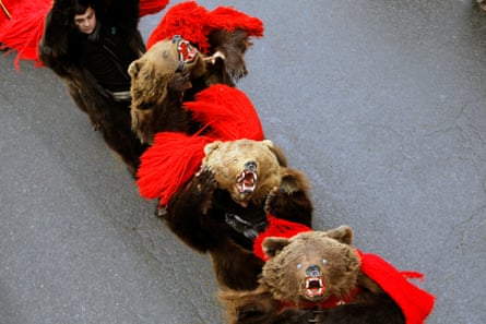 The annual bear dance is performed to drive away evil spirits and to bring good luck in the new year.