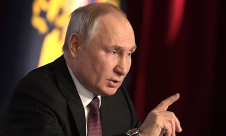 Vladimir Putin at a meeting of the Russian interior ministry’s board on Monday.