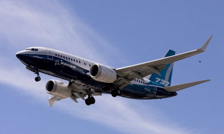 A Boeing 737 Max on a test flight in Seattle.